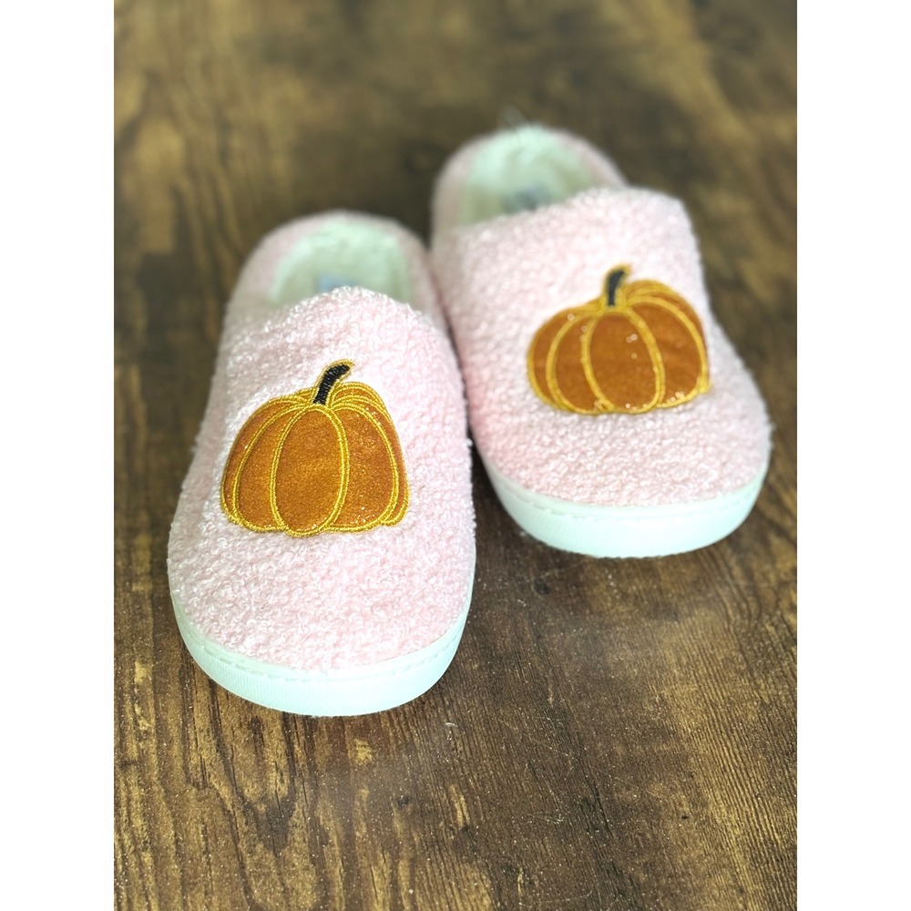 Sole Mates Pink Sherpa Pumpkin Slippers Womens Size 11 W